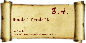 Bodó Arnót névjegykártya